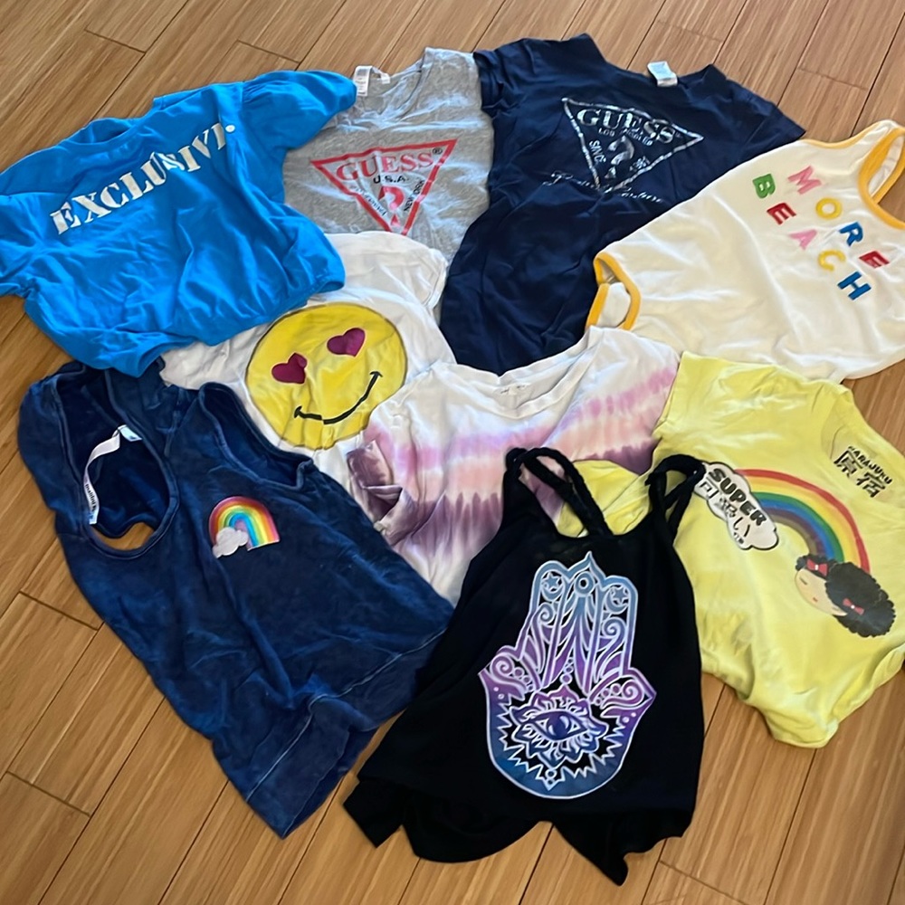 Lot of 9 girls summer tees size 10-12 - different brands